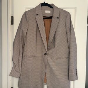 Loft Longline Brown Check Blazer